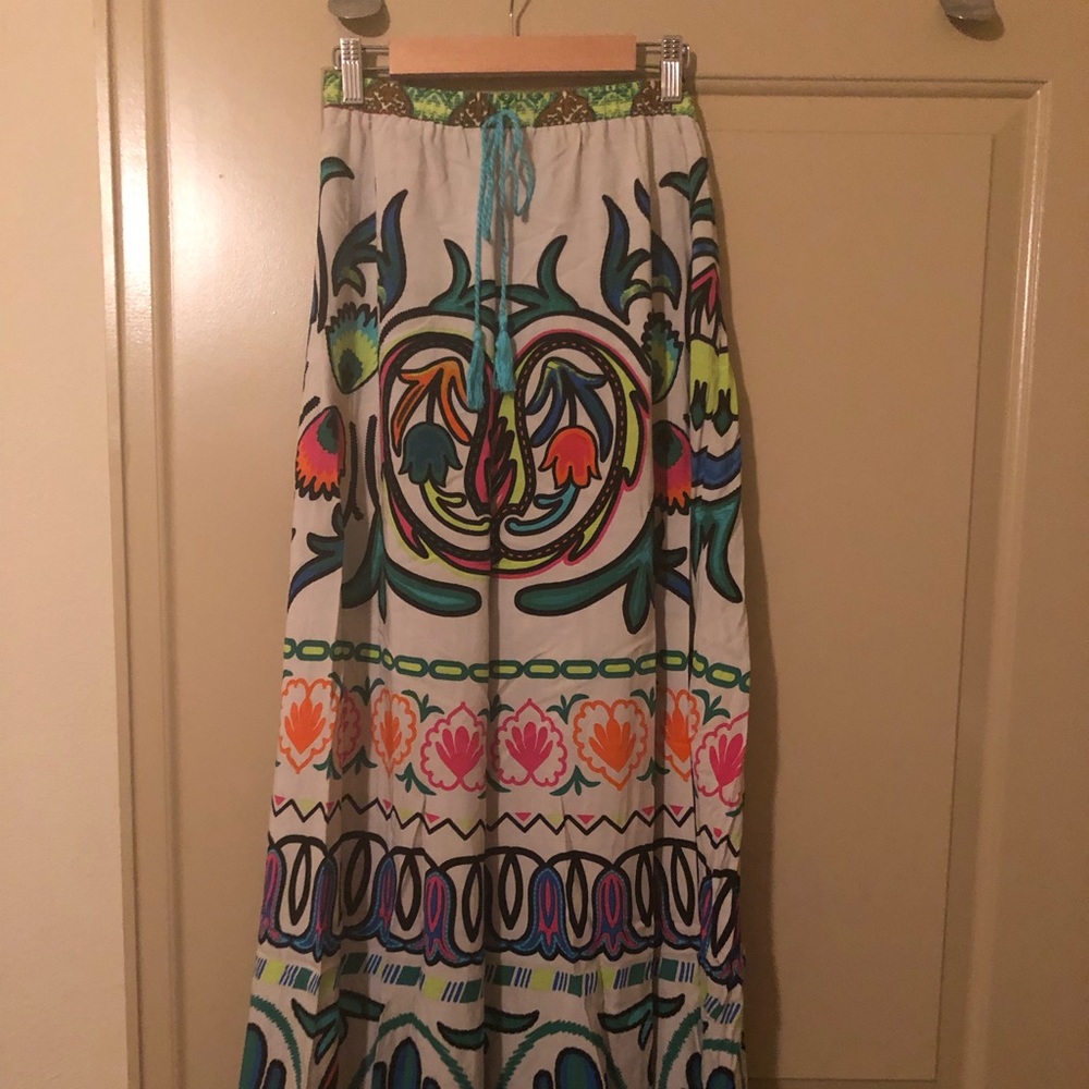 Flying Tomato Floral Ivory Bohemian Maxi Skirt